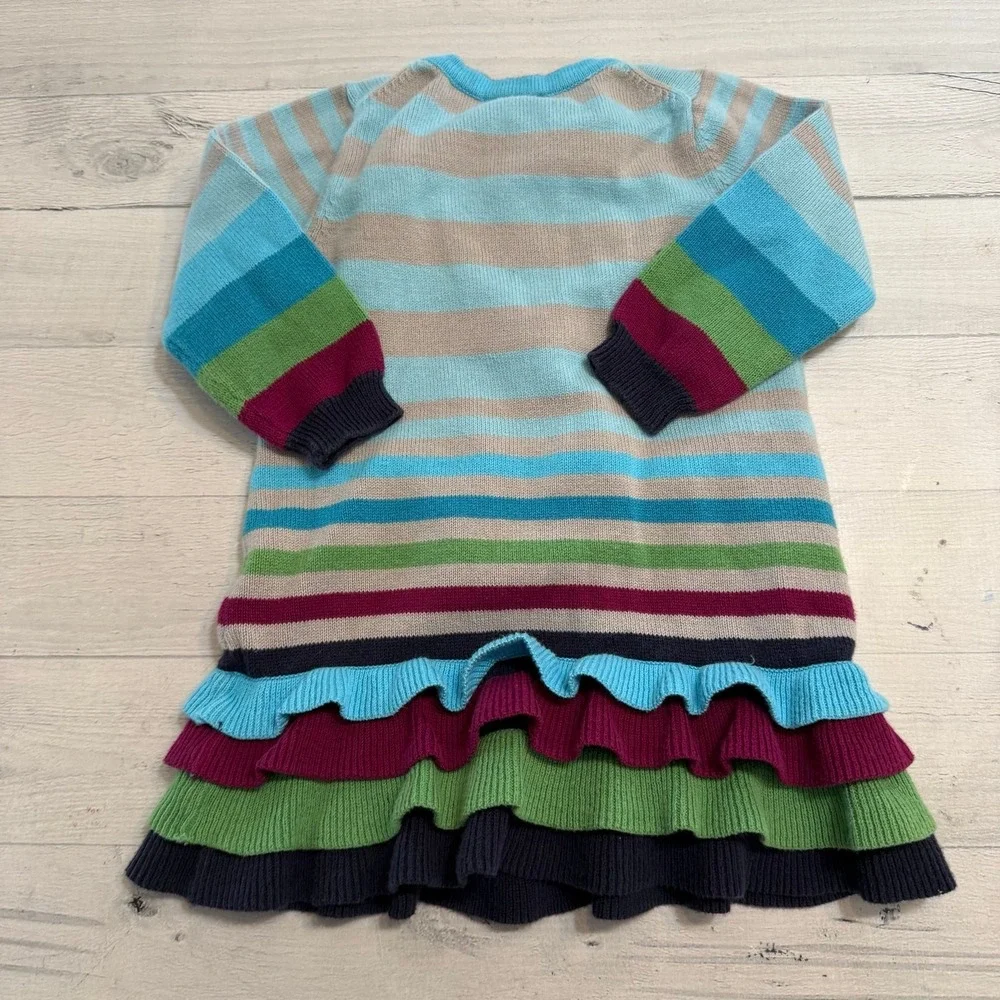 hanna andersson sweater dress size 120/6-7 Hens & Chicks MT 000 harmful substances Hanna Andersson Tiered Ruffle Sweater